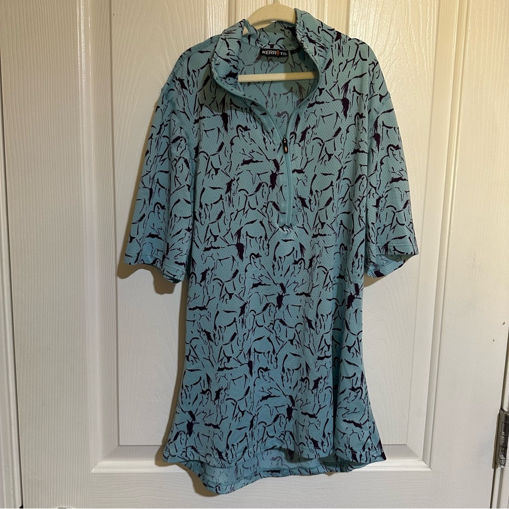Kerrits Kids' Ice Fil short-sleeve shirt with an all-over horse print